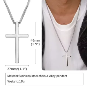 Collar De Cruz Acero 55 cm Caracteristicas