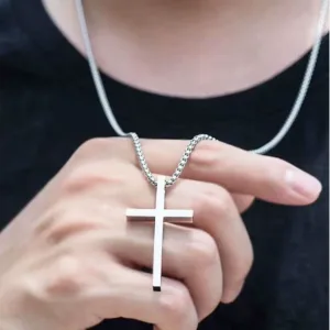 Collar De Cruz Acero 55 cm Cuello