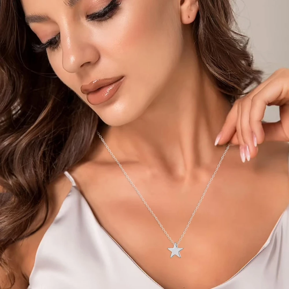 Collar Estrella Plateado De Acero 45 cm Modelo Collar Estrella Plateado De Acero 45 cm Modelo