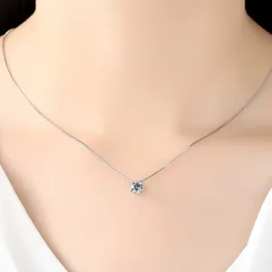 Collar Plata Punto De Luz Circon de 10 mm Modelo