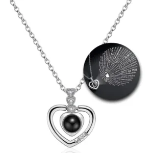 Collar de Acero Corazón Proyectable “Te Amo” en 100 Idiomas