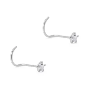 Par Piercing De Plata 925 Naríz Estrella Circón Par