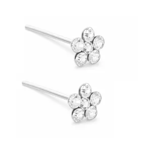 Par Piercing de Plata 925 Nariz Flor Circones Derecha