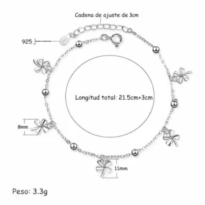 Tobillera Cadena Con Esferas y Trebol Colgantes Caracteristicas