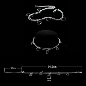 Tobillera Doble Cadena Ovalos Corazones Colgantes Caracteristicas