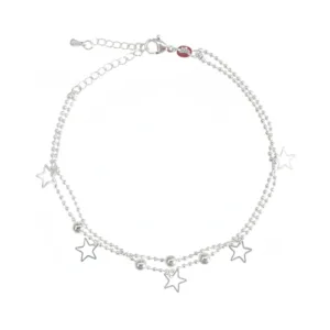 Tobillera Plateada Con Estrellas Colgantes