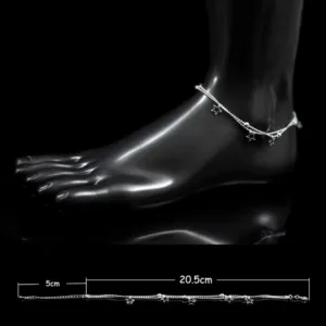 Tobillera Plateada Con Estrellas Colgantes Exhibicion