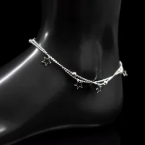 Tobillera Plateada Con Estrellas Colgantes Molde