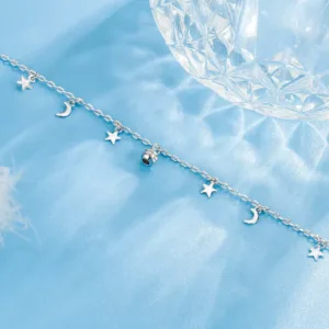 Tobilleras Cadena Con Colgantes Estrellas y Lunas Perfil