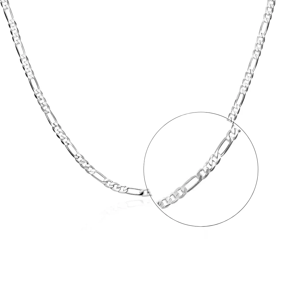 Cadena Tipo Fígaro Color Plateado 4 mm Lupa Cadena Tipo Fígaro Color Plateado 4 mm Lupa