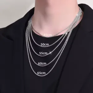 Cadena de Acero Plateada Tipo Tourbillon 4 mm Como medir hombre