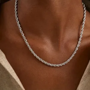 Cadena de Acero Plateada Tipo Tourbillon 4 mm Hombre