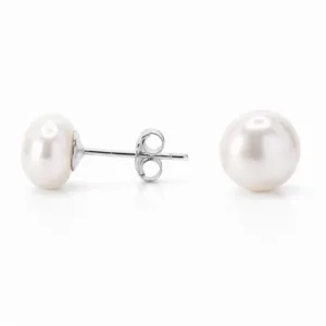 Aros De Plata 925 Perla Achatada 12 mm Derecha