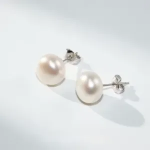 Aros De Plata 925 Perla Achatada 12 mm Fondo