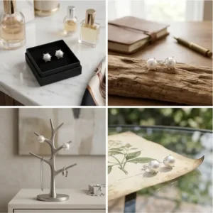 Aros Plata 925 Pistilo Con Perla 6 mm Fondos