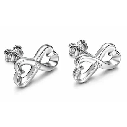 Aros Corazón con Infinito Plateados Derecha