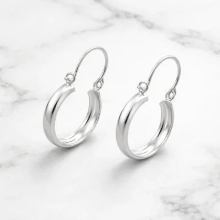 Aros De Plata 925 Argolla Lisa Bote 20 mm Marmol