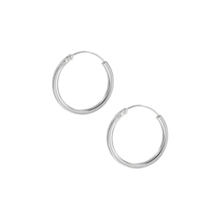 Aros de Plata 925 Argollas Lisas Con Borde Cuadrado