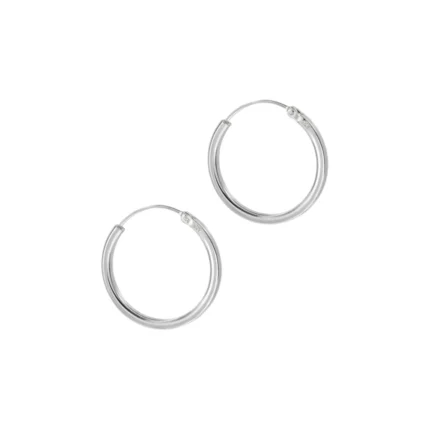 Aros de Plata 925 Argollas Lisas Con Borde Cuadrado Derecha