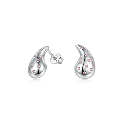 Aros de Plata 925 Estilo Gota Circones Rosa Francia