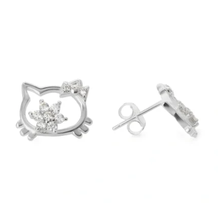 Aros de Plata 925 Figura Hello Kitty Con Circones