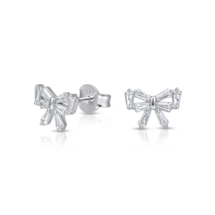 Aros de Plata 925 Lazo Con Circones Baguette