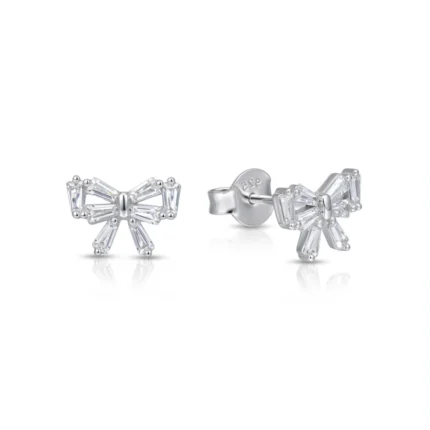 Aros de Plata 925 Lazo Con Circones Baguette Derecha