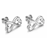 Aros corazón con infinito plateados derecha Aros corazón con infinito plateados derecha