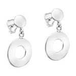 Aros de plata 925 colgantes doble círculo derecha Aros de plata 925 colgantes doble círculo derecha