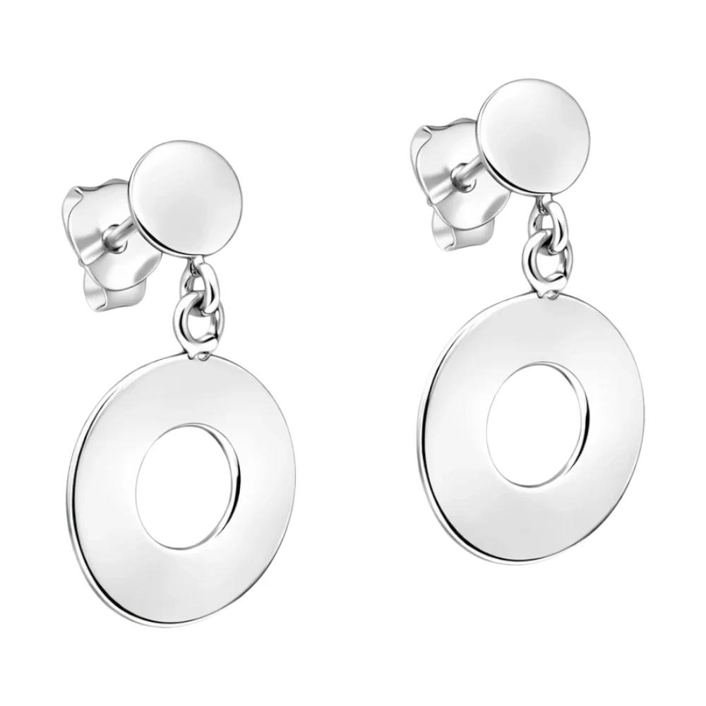 Aros de plata 925 colgantes doble círculo derecha Aros de plata 925 colgantes doble círculo derecha