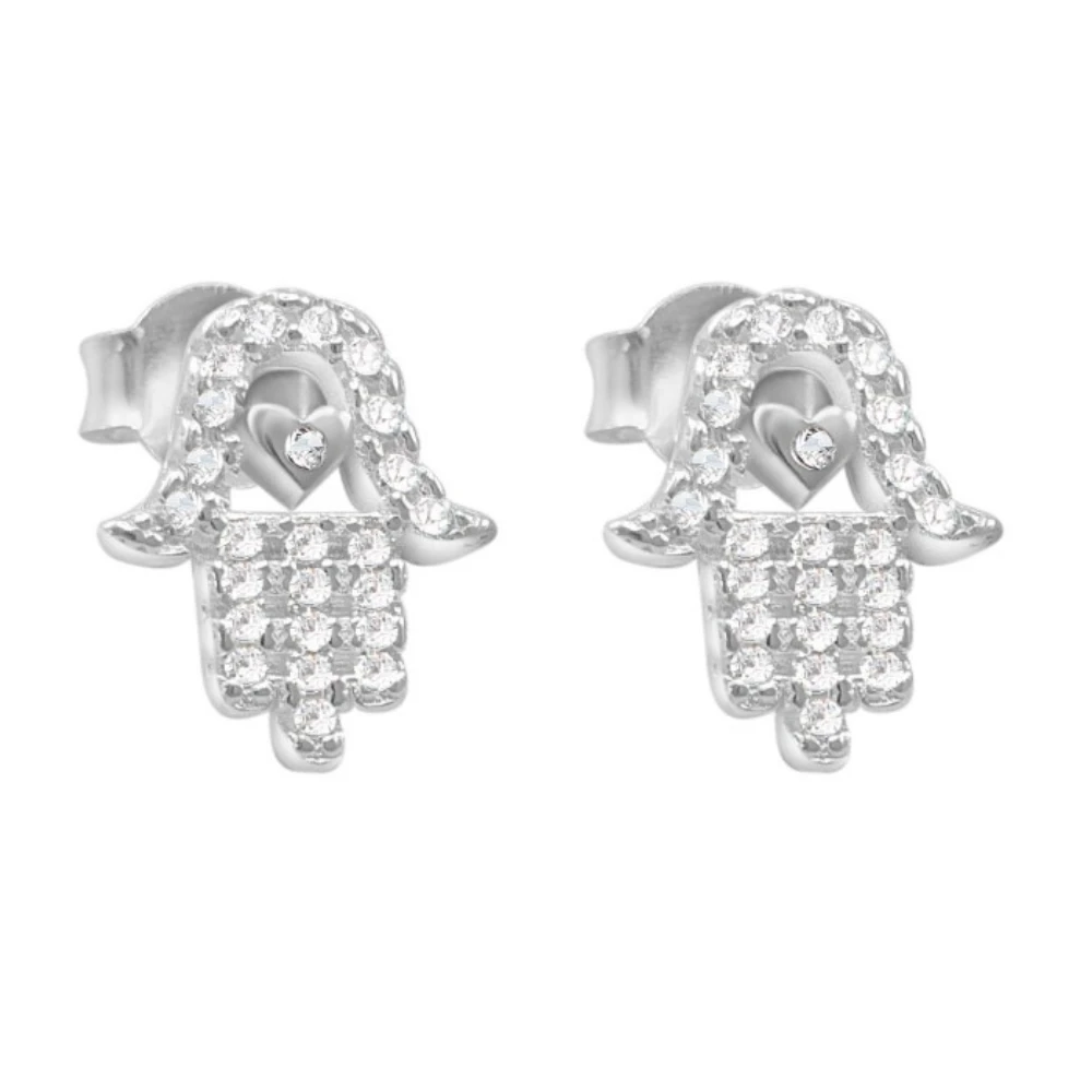 Aros mano de fátima plata 925 micro circones — silverglam Aros mano de fátima plata 925 micro circones — silverglam