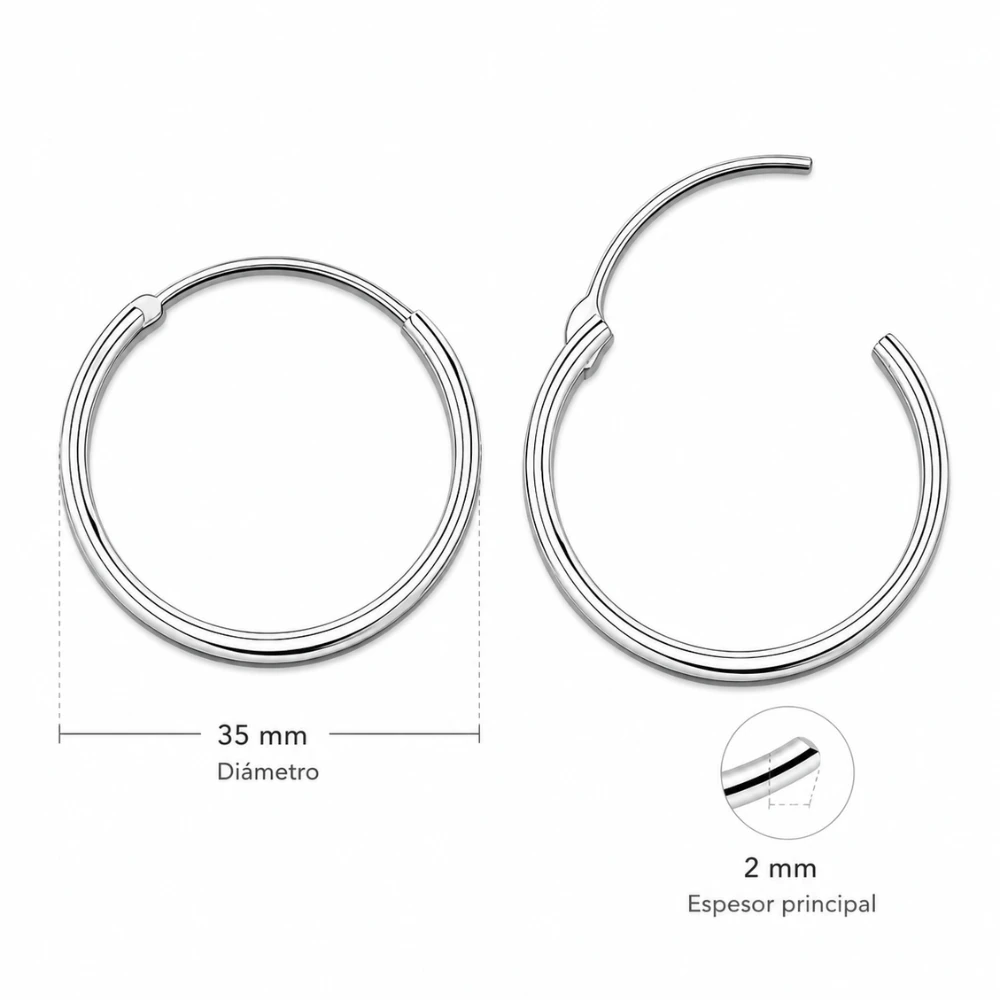 Aros de plata tipo argolla 35 mm caracteristicas Aros de plata tipo argolla 35 mm caracteristicas