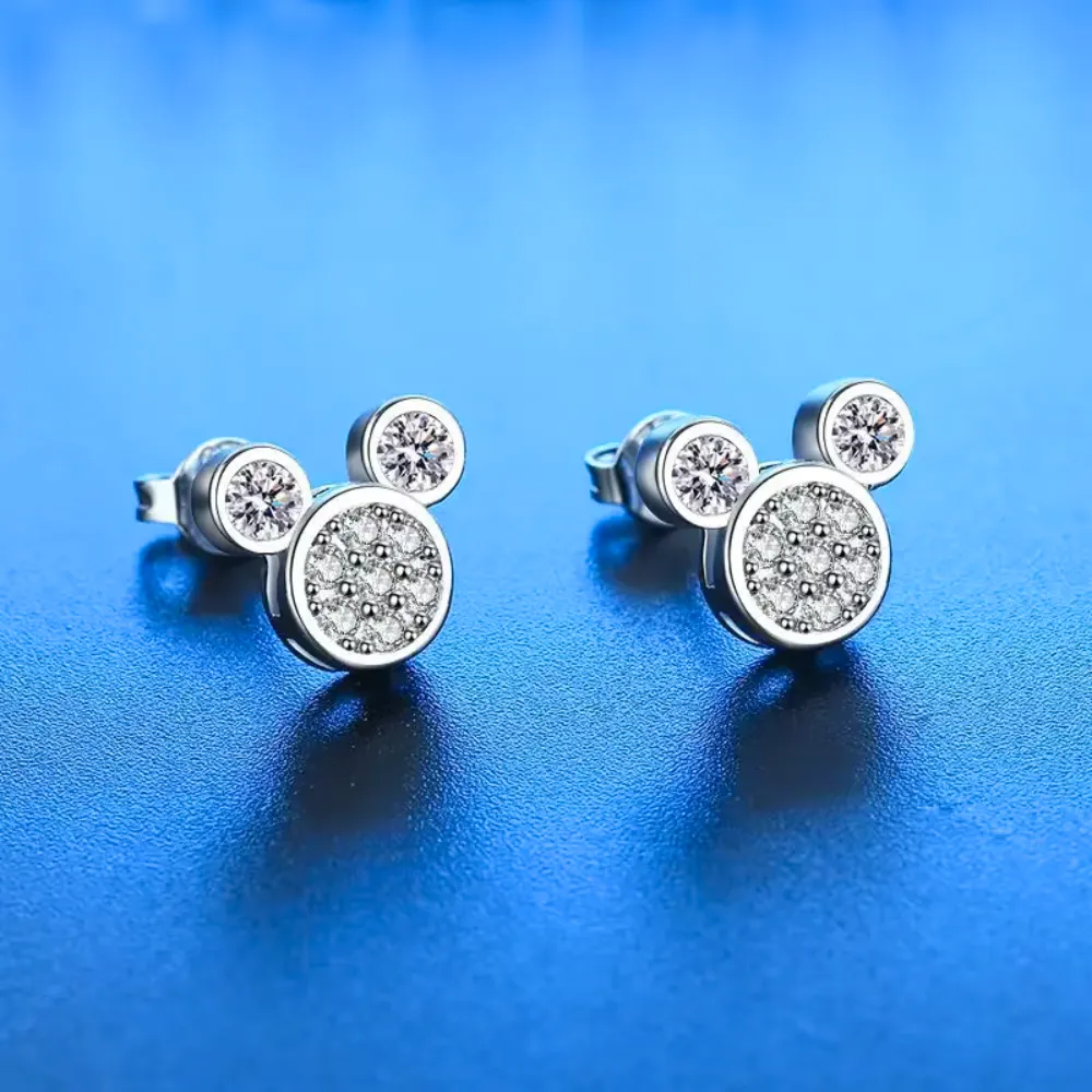 Aros mickey de acero con circones derecha Aros mickey de acero con circones derecha