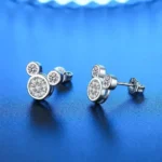 Aros mickey de acero con circones izquierda Aros mickey de acero con circones izquierda
