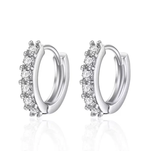 Aros Mini Argolla Plateada con Circones — Silverglam Aros Mini Argolla Plateada con Circones — Silverglam