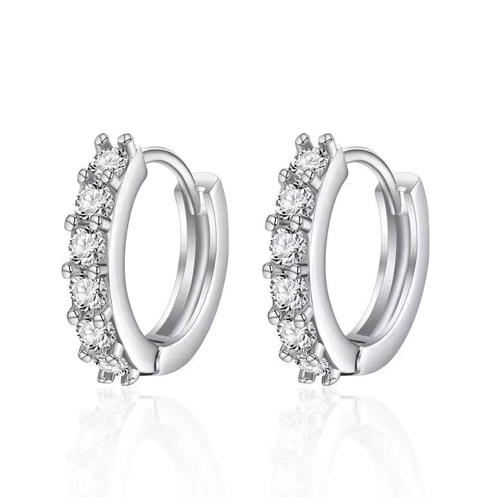Aros mini argolla plateada con circones — silverglam Aros mini argolla plateada con circones — silverglam