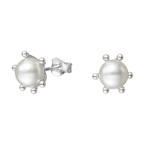 Aros Pistilo con Perla 6 mm Plata 925 — Silverglam Aros Pistilo con Perla 6 mm Plata 925 — Silverglam