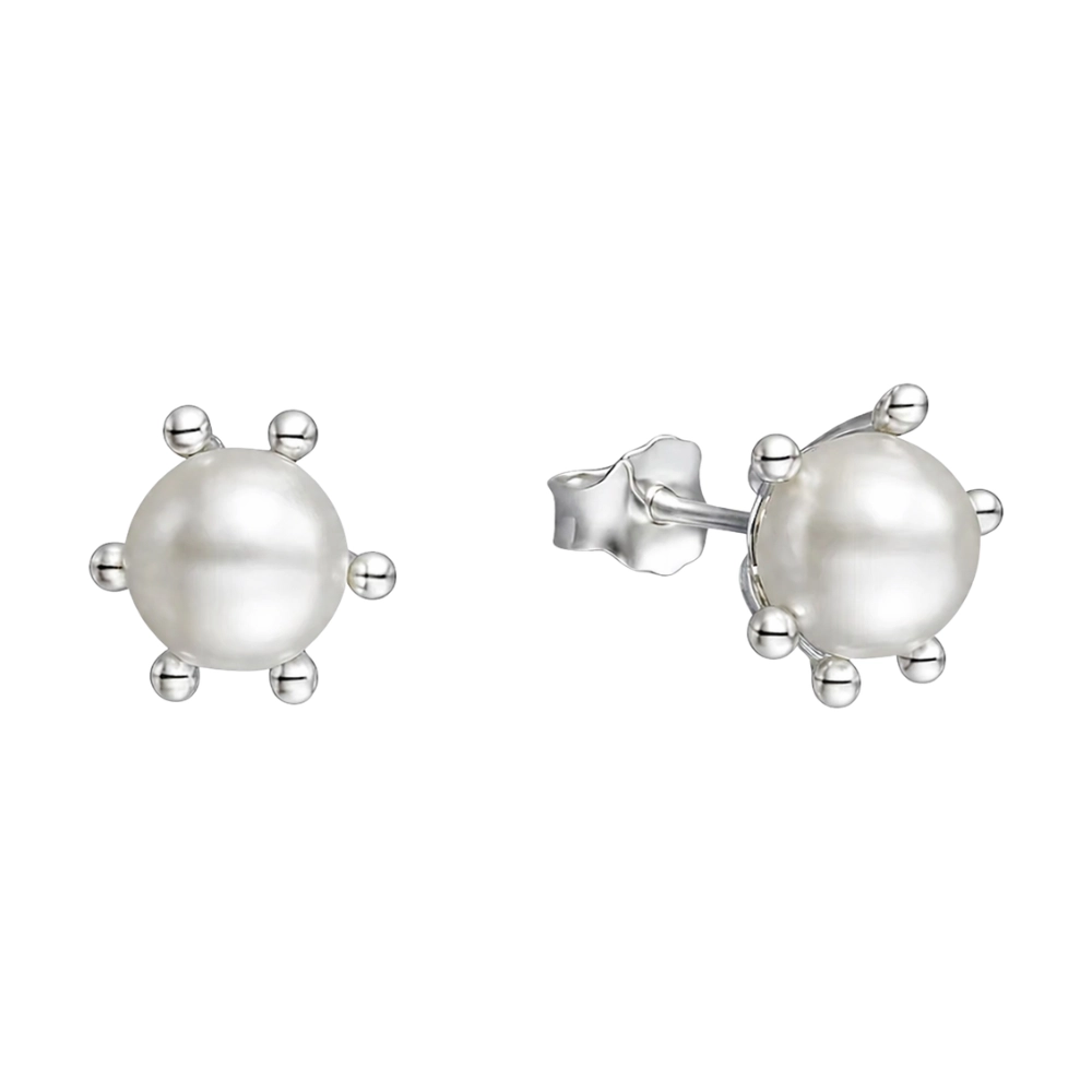 Aros plata 925 pistilo con perla 6 mm derecha Aros plata 925 pistilo con perla 6 mm derecha