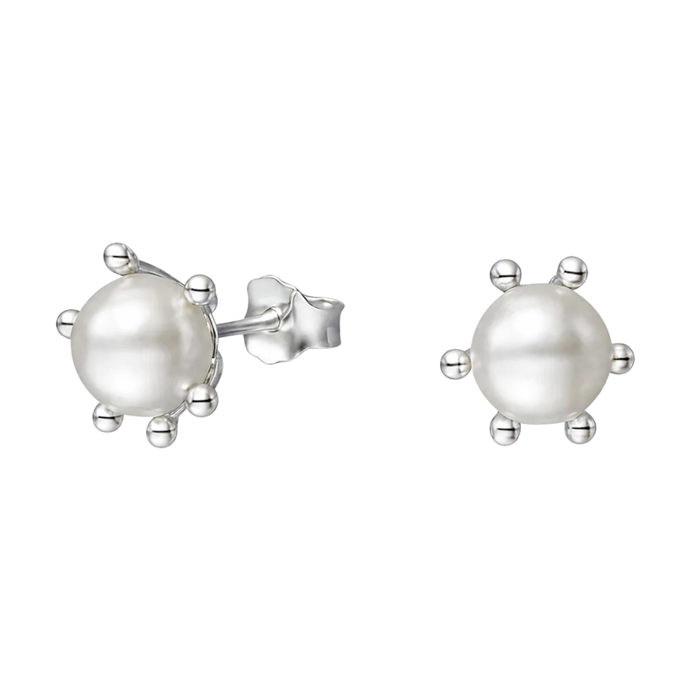 Aros pistilo con perla 6 mm plata 925 — silverglam Aros pistilo con perla 6 mm plata 925 — silverglam