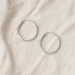 Aros plata argolla borde ovalado 30 mm lino Aros plata argolla borde ovalado 30 mm lino
