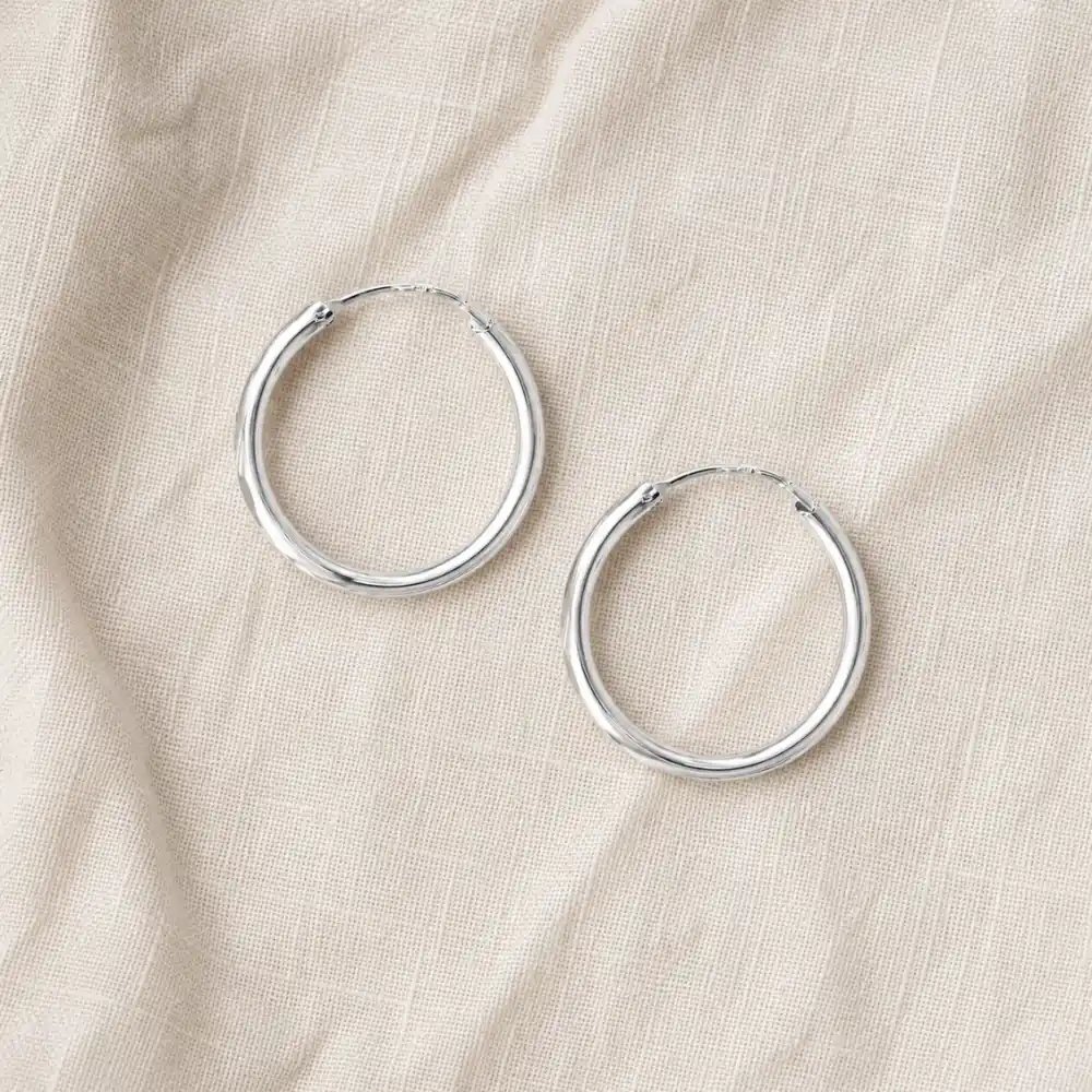 Aros plata argolla borde ovalado 30 mm lino Aros plata argolla borde ovalado 30 mm lino