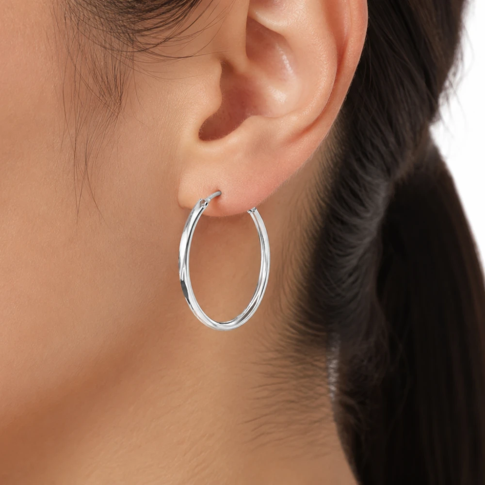 Aros plata argolla borde ovalado 30 mm modelo Aros plata argolla borde ovalado 30 mm modelo