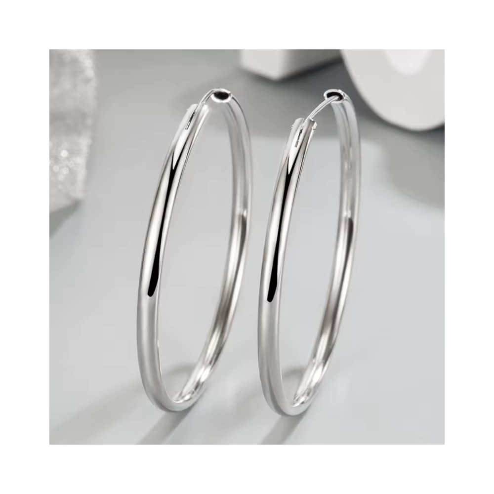 Aros plata argolla borde ovalado 60 mm base Aros plata argolla borde ovalado 60 mm base