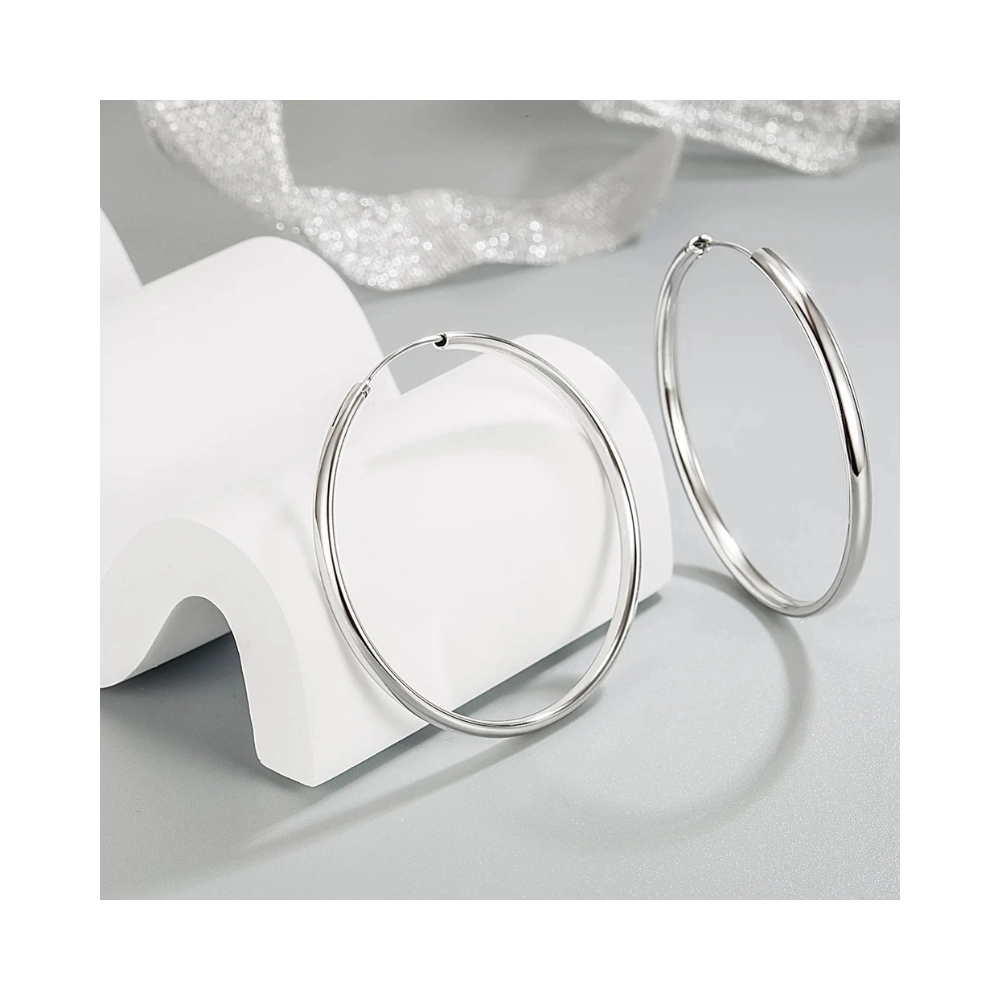 Aros plata argolla borde ovalado 60 mm con base Aros plata argolla borde ovalado 60 mm con base
