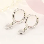 Aros plata argolla colgante corazon izquierda Aros plata argolla colgante corazon izquierda