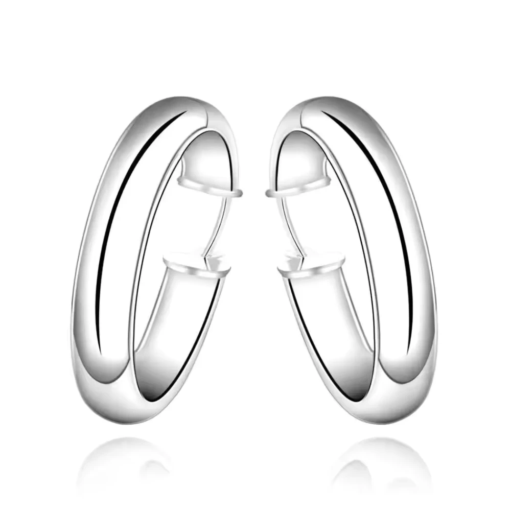Aros argolla ovalada plateada 35 mm — silverglam Aros argolla ovalada plateada 35 mm — silverglam