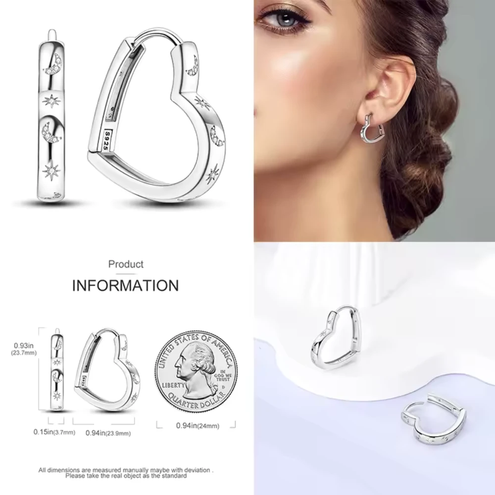 Aros plata corazon diseños luna y estrellas caracteristicas Aros plata corazon diseños luna y estrellas caracteristicas