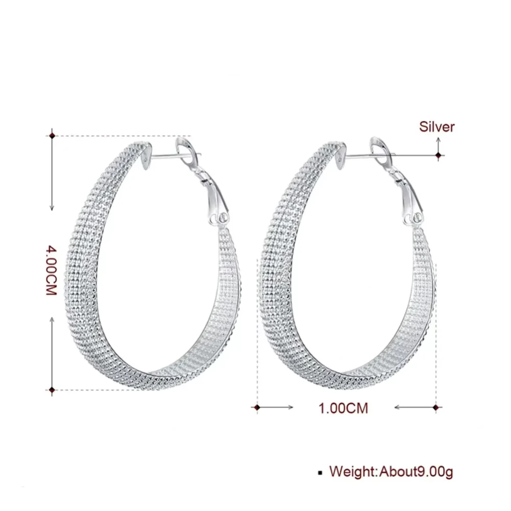 Aros plata en u facetado 40 mm medidas Aros plata en u facetado 40 mm medidas