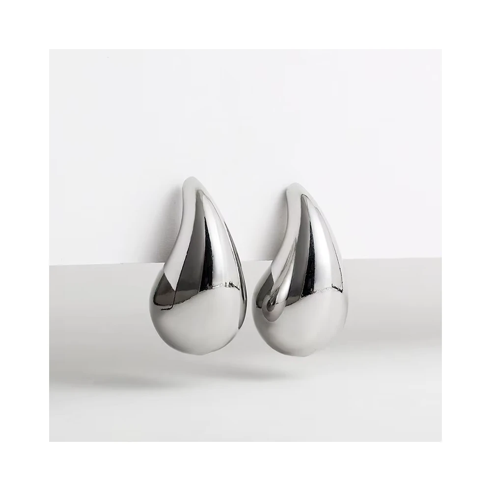 Aros plata estilo gota chunky 18 mm frente Aros plata estilo gota chunky 18 mm frente