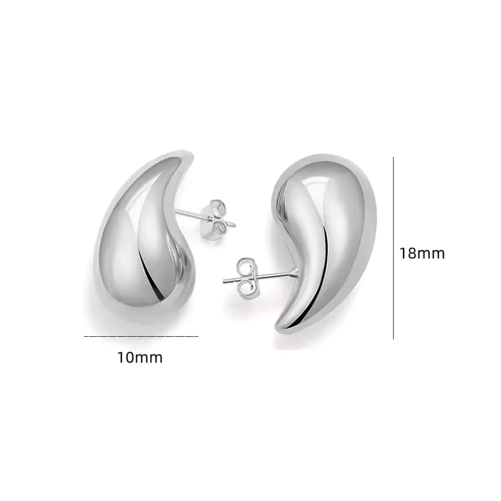 Aros plata estilo gota chunky 18 mm medidas Aros plata estilo gota chunky 18 mm medidas